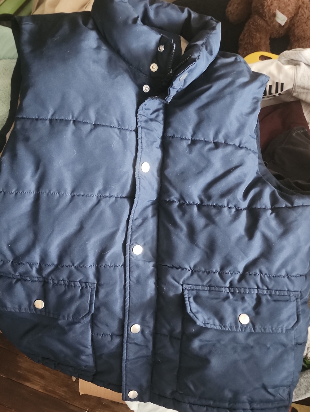 Old Navy Navy Quilted Puffer Vest with Snap Front
